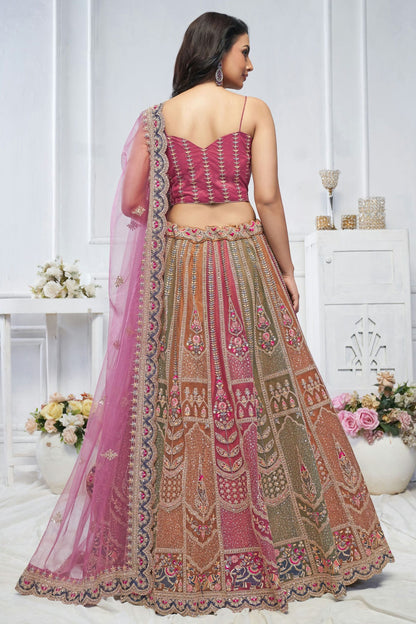 Multicolour Soft Net Embroidery Lehenga Choli VSLC1111378