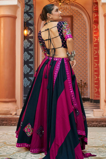 Multicolour Viscose Rayon Navratri Lehenga