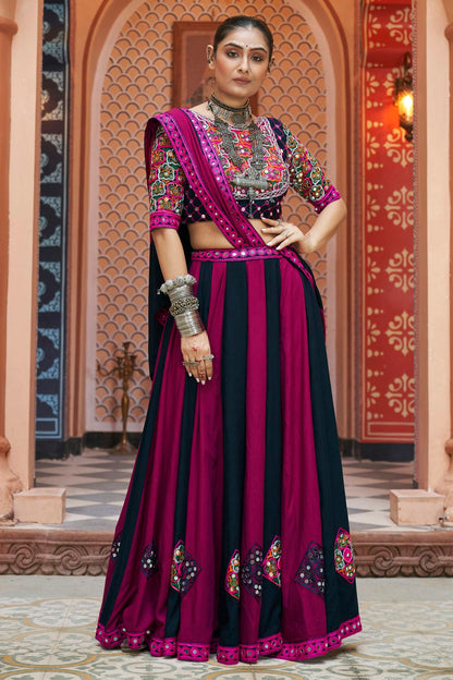 Multicolour Viscose Rayon Navratri Lehenga