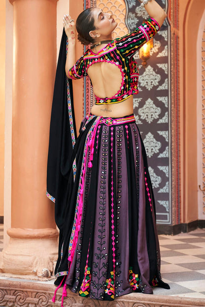 Multicolour Viscose Rayon Navratri Lehenga