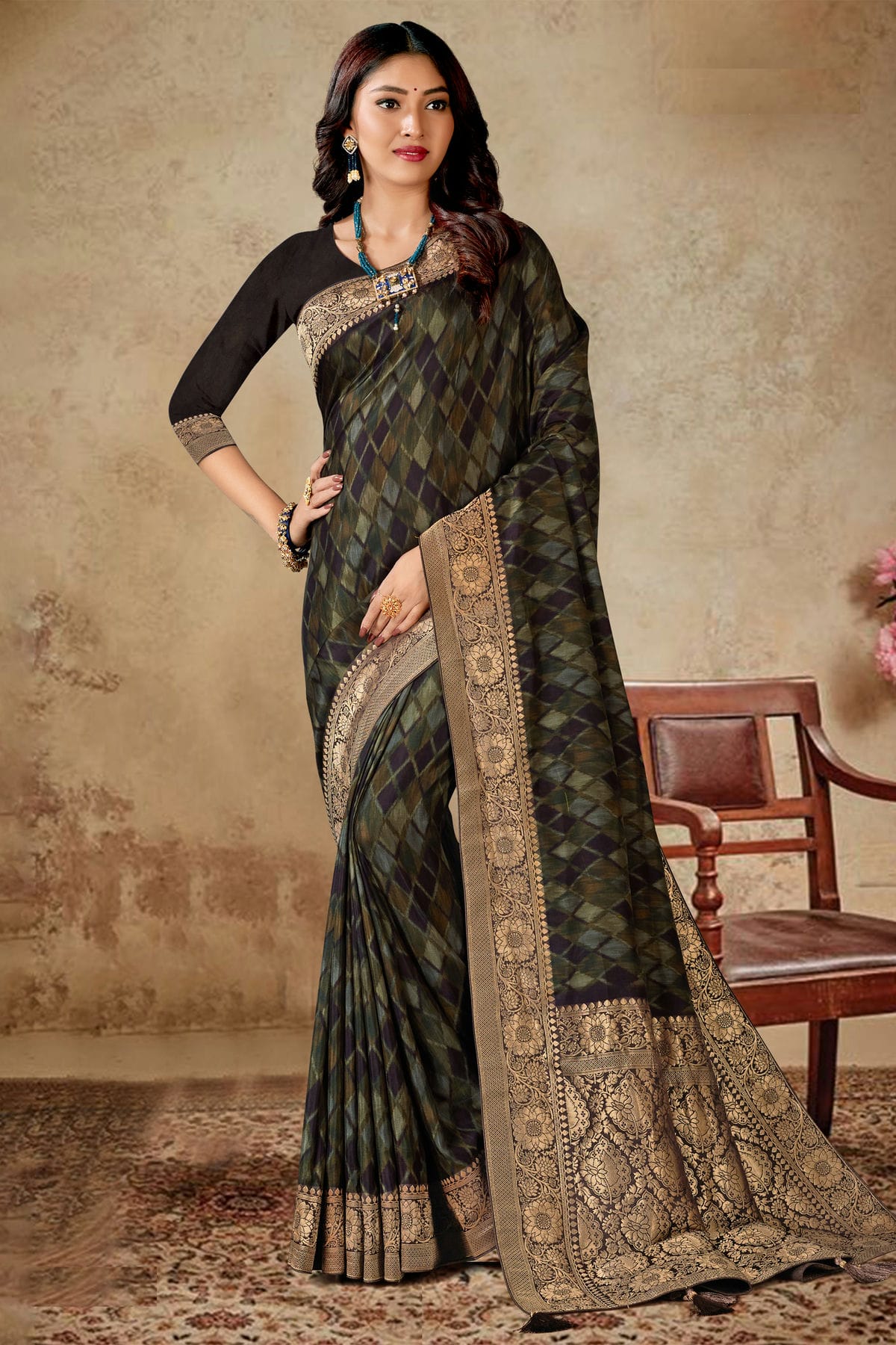 Multicolour Viscose Silk Printed Saree