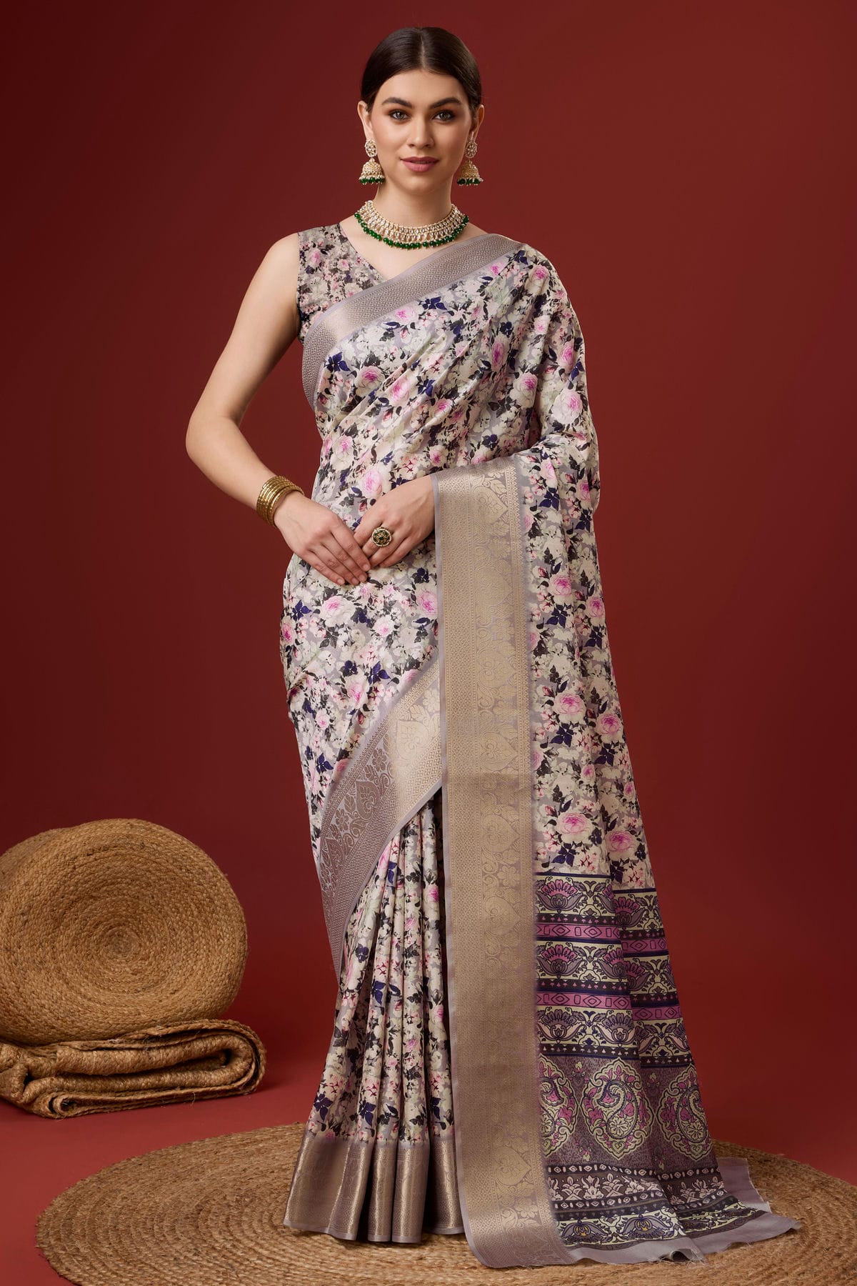 Multicolour Woven Work Cotton Saree