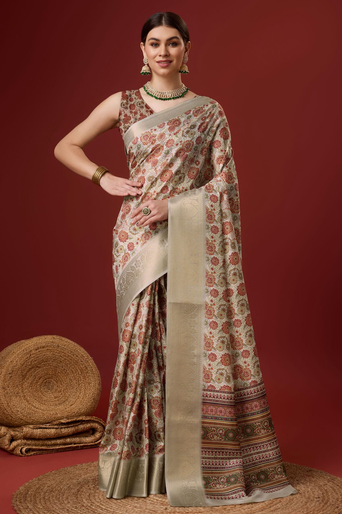 Multicolour Woven Work Cotton Saree