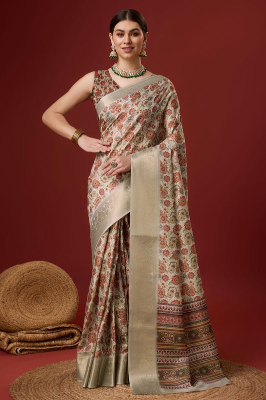 Multicolour Woven Work Cotton Saree