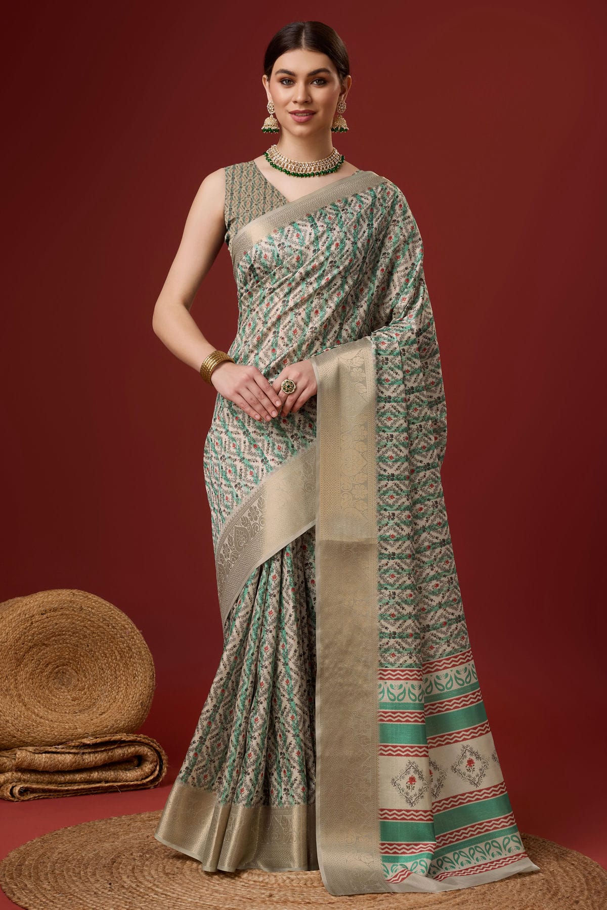 Multicolour Woven Work Cotton Saree