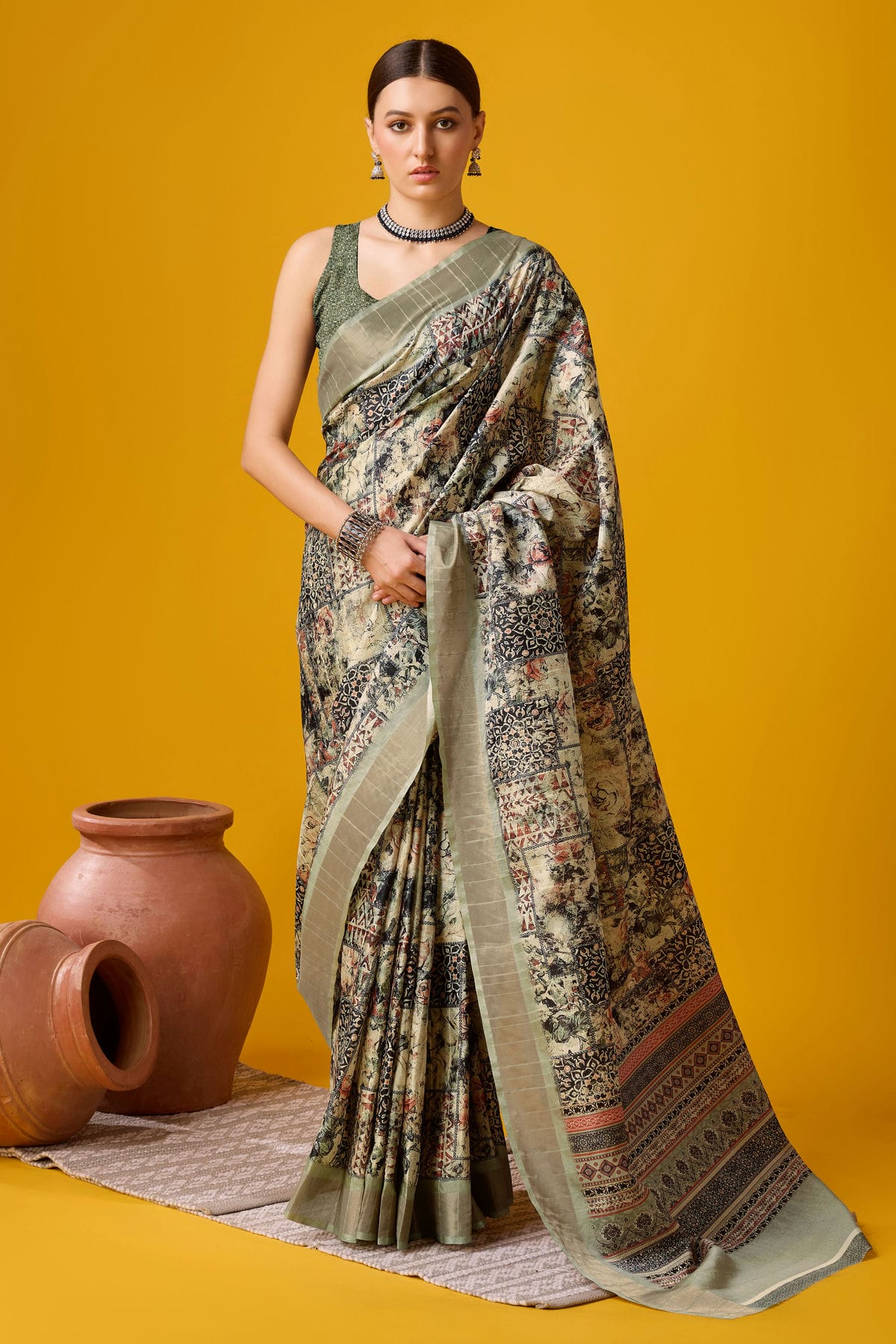 Multicolour Woven Work Cotton Saree