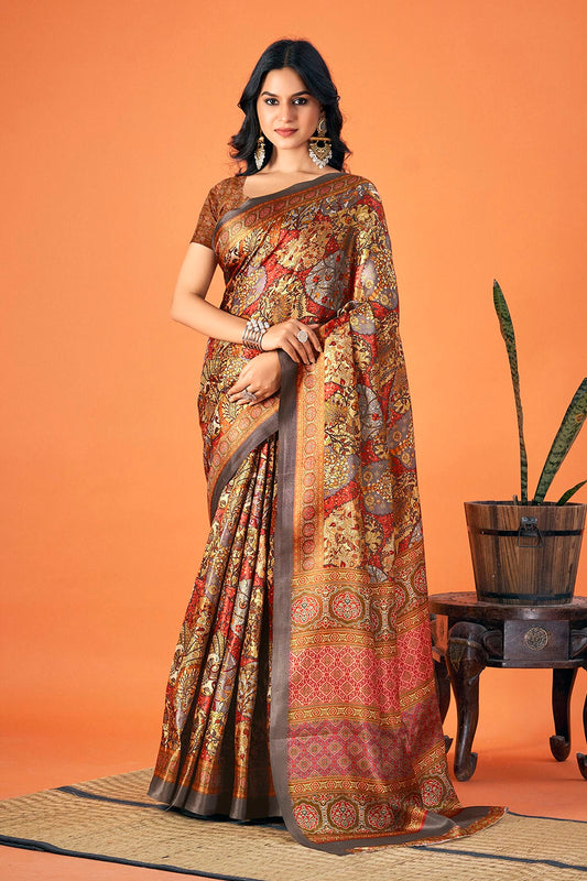 Multicolour Woven Work Pashmina Saree