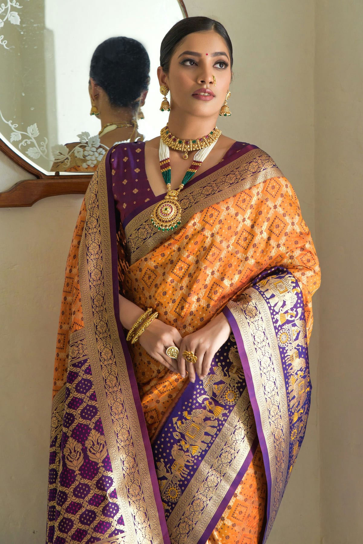 Mustard Colour Banarasi Silk Saree