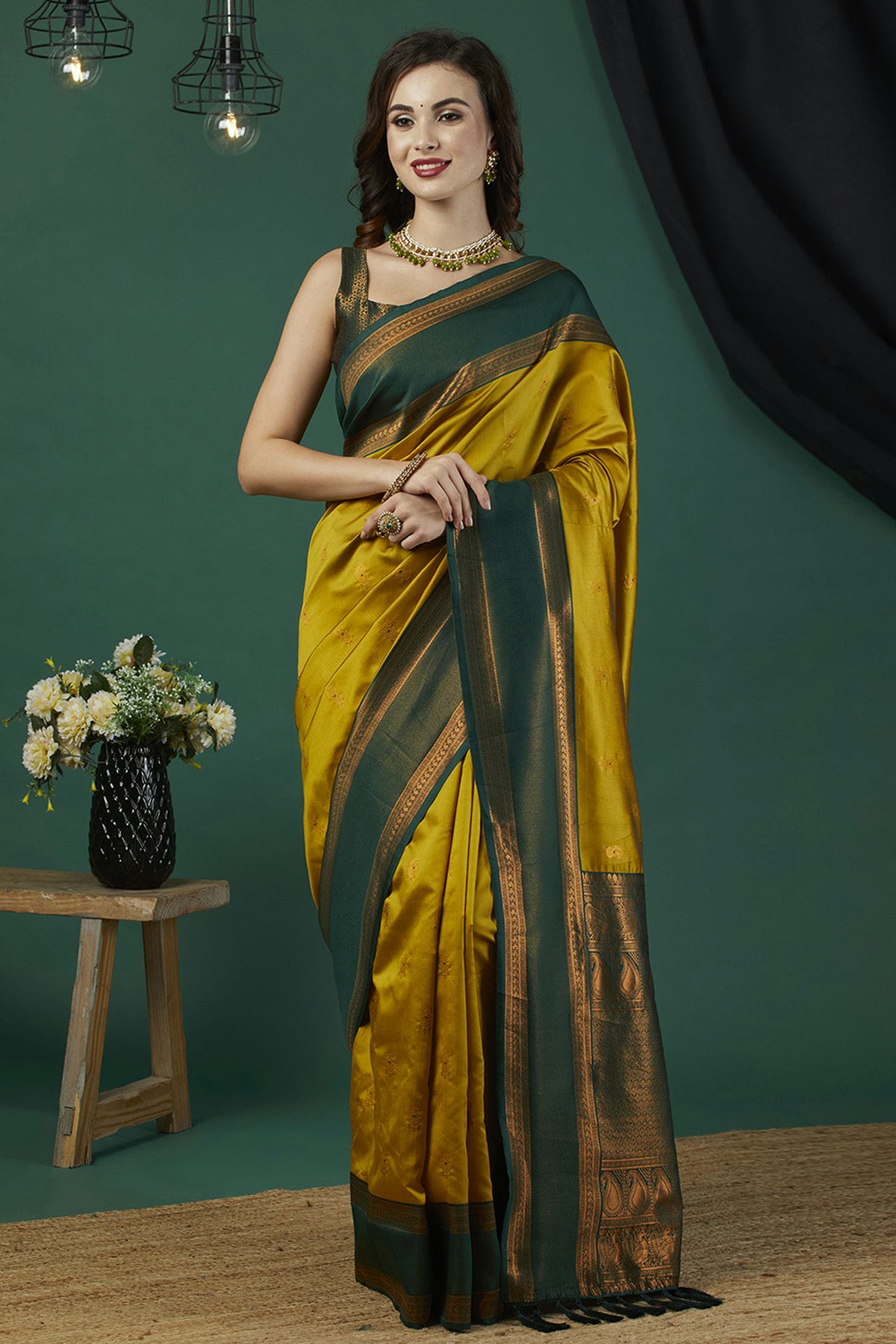 Mustard Colour Banarasi Silk Traditional Saree