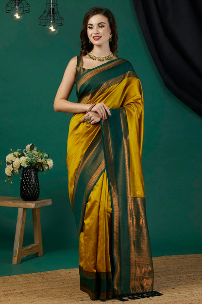 Mustard Colour Banarasi Silk Traditional Saree