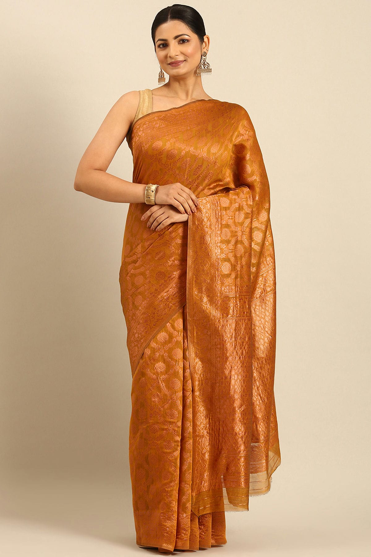 Mustard Colour Cotton Traditional Saree