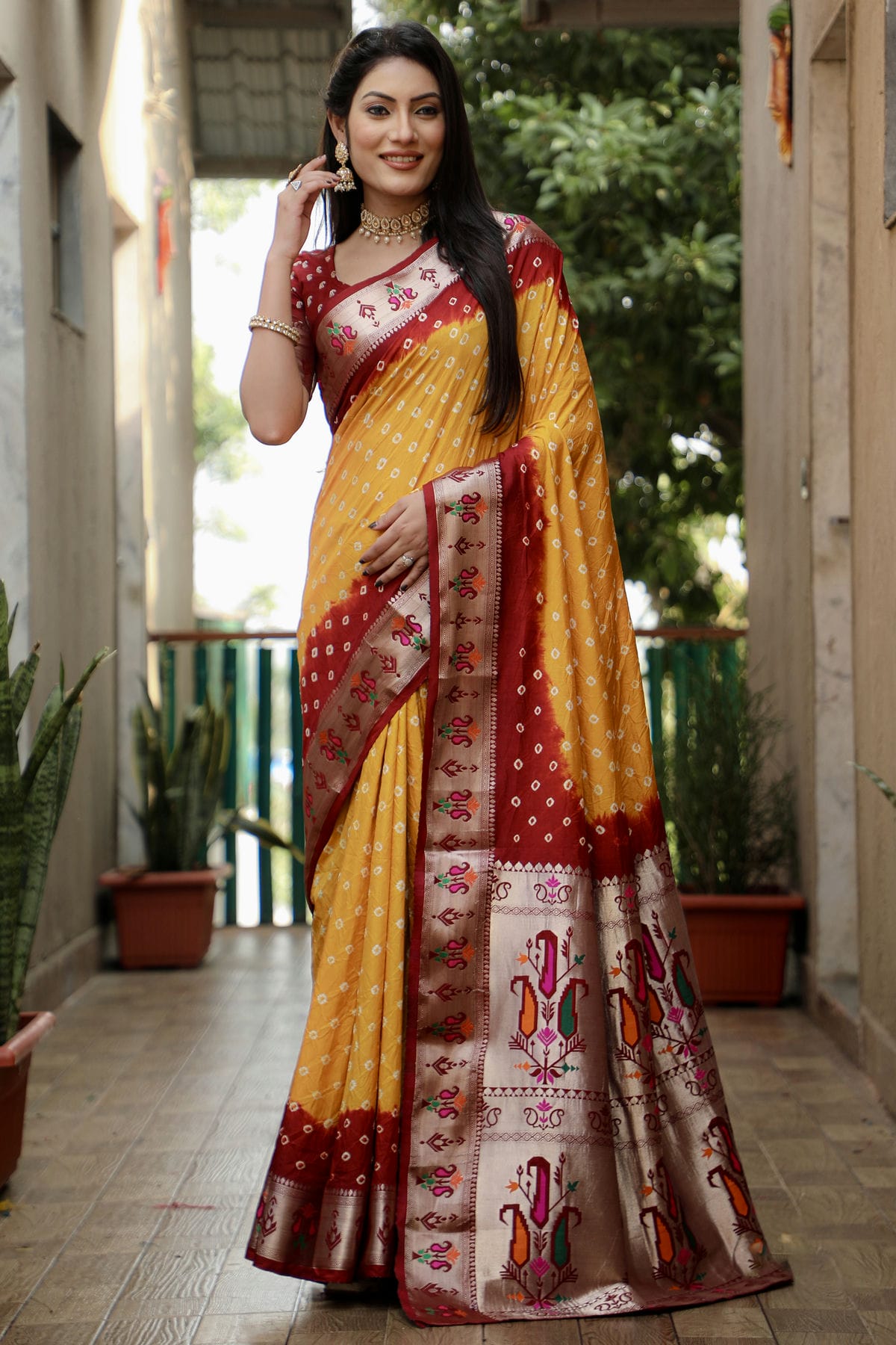 Mustard Colour Dola Silk Paithani Saree