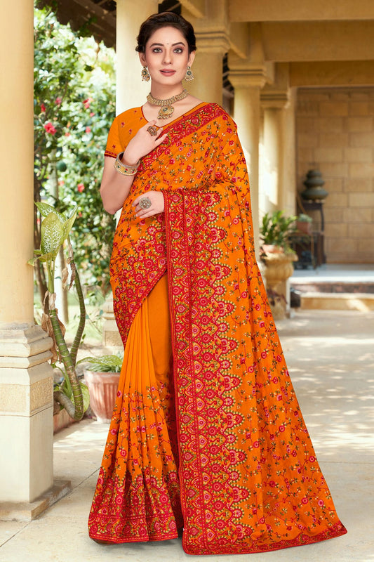 Mustard Colour Georgette Designer Saree