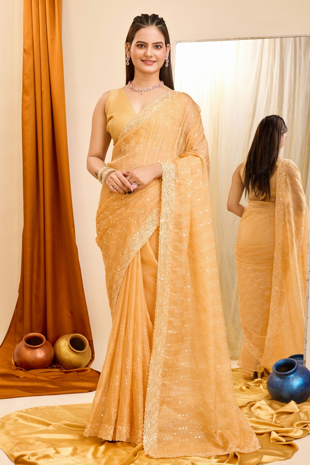 Mustard Colour Georgette Saree