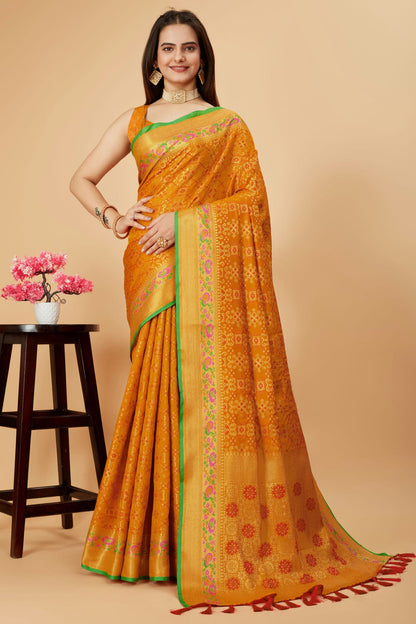 Mustard Colour Patola Silk Saree