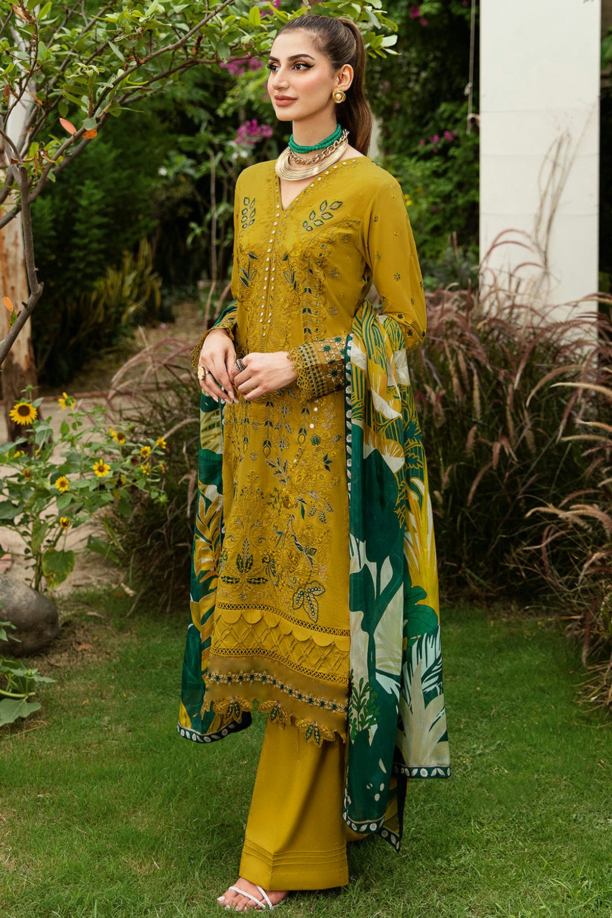 Mustard Colour Rayon Semi Stitched Pakistani Suit