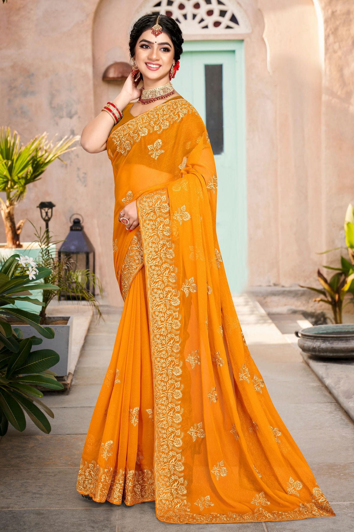 Mustard Colour Silk Designer Saree