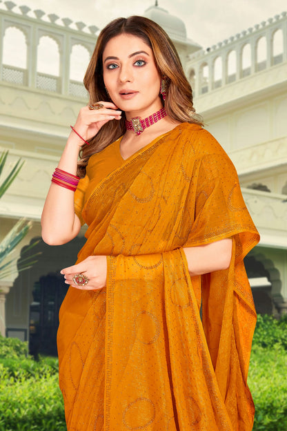 Mustard Colour Silk Designer Saree