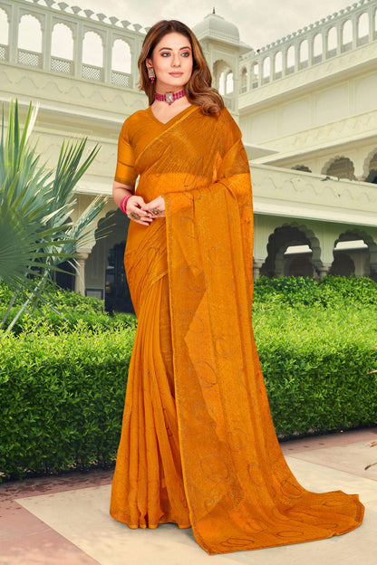 Mustard Colour Silk Designer Saree