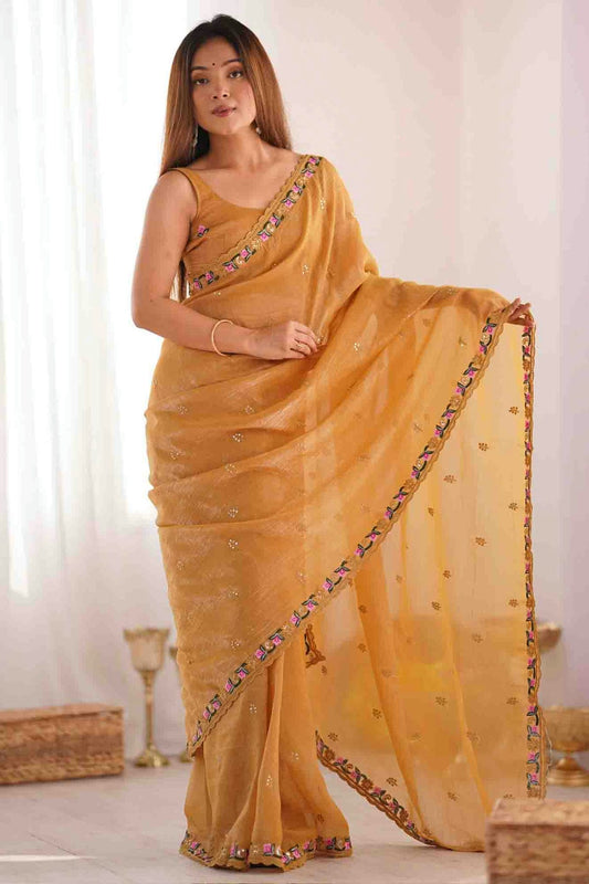 Mustard Colour Silk Designer Saree