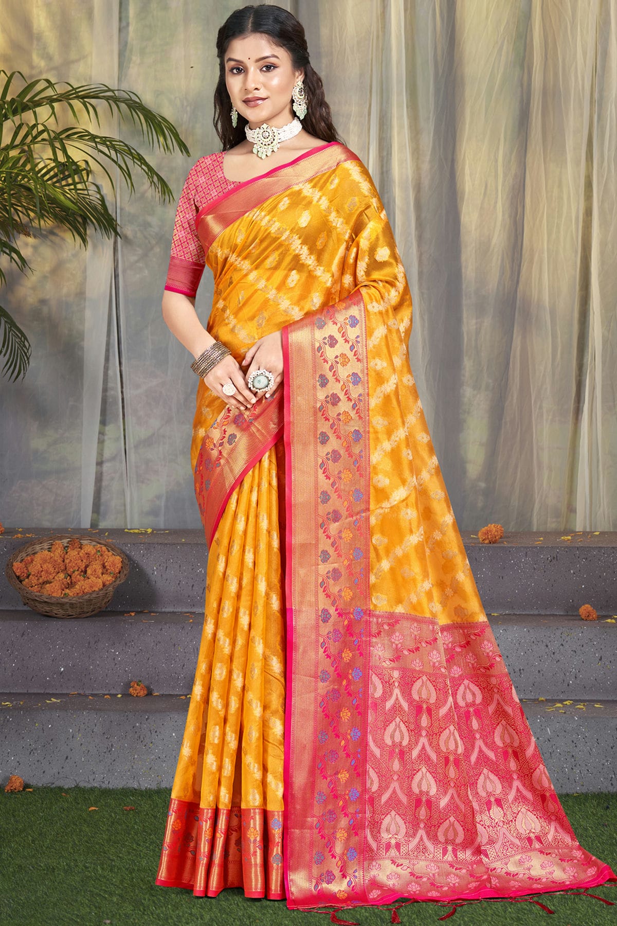 Mustard Colour Silk Traditional Saree