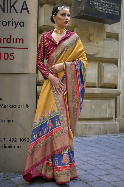 Mustard Colour Silk Traditional Saree