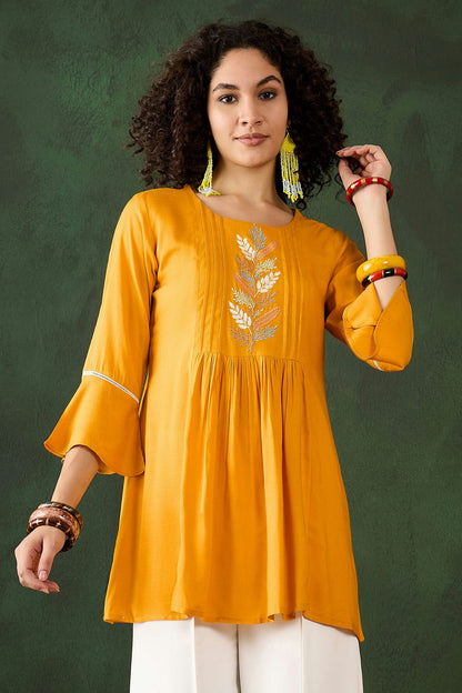 Mustard Colour Viscose Rayon Readymade Top