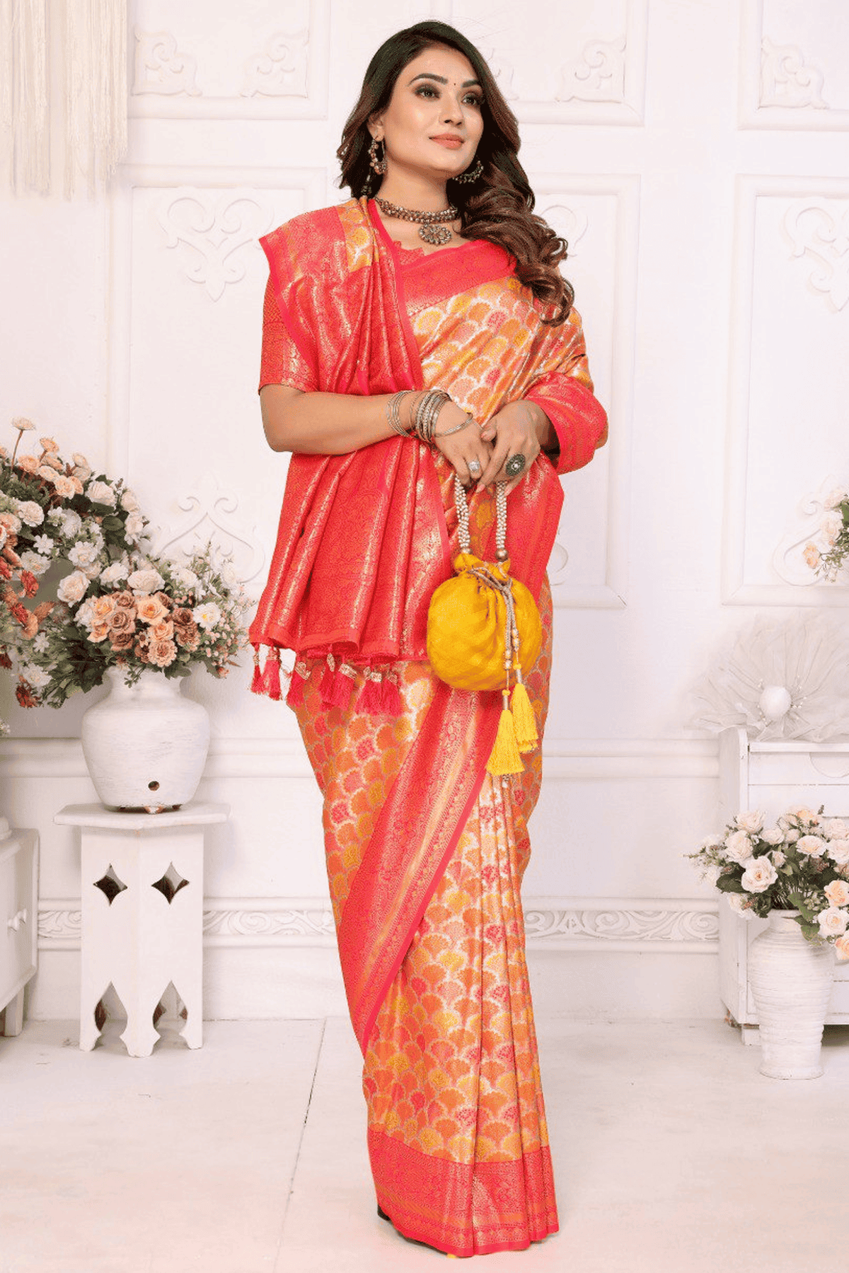 Mustard Colour Woven Work Banarasi Silk Traditional Saree VSSD1250238