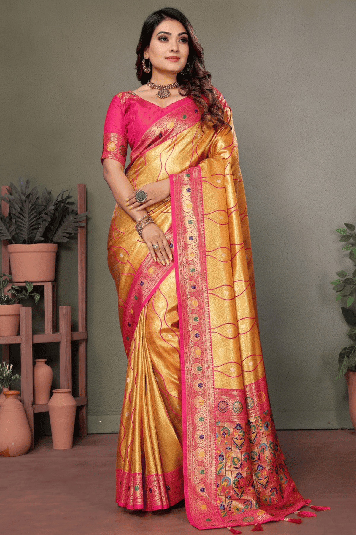 Mustard-Colour-Woven-Work-Pure-Banarasi-Tissue-Silk-Traditional-Saree-VSSD1250321