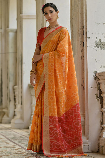 Mustard Colour Woven Work Raw Silk Saree VSSD1260036