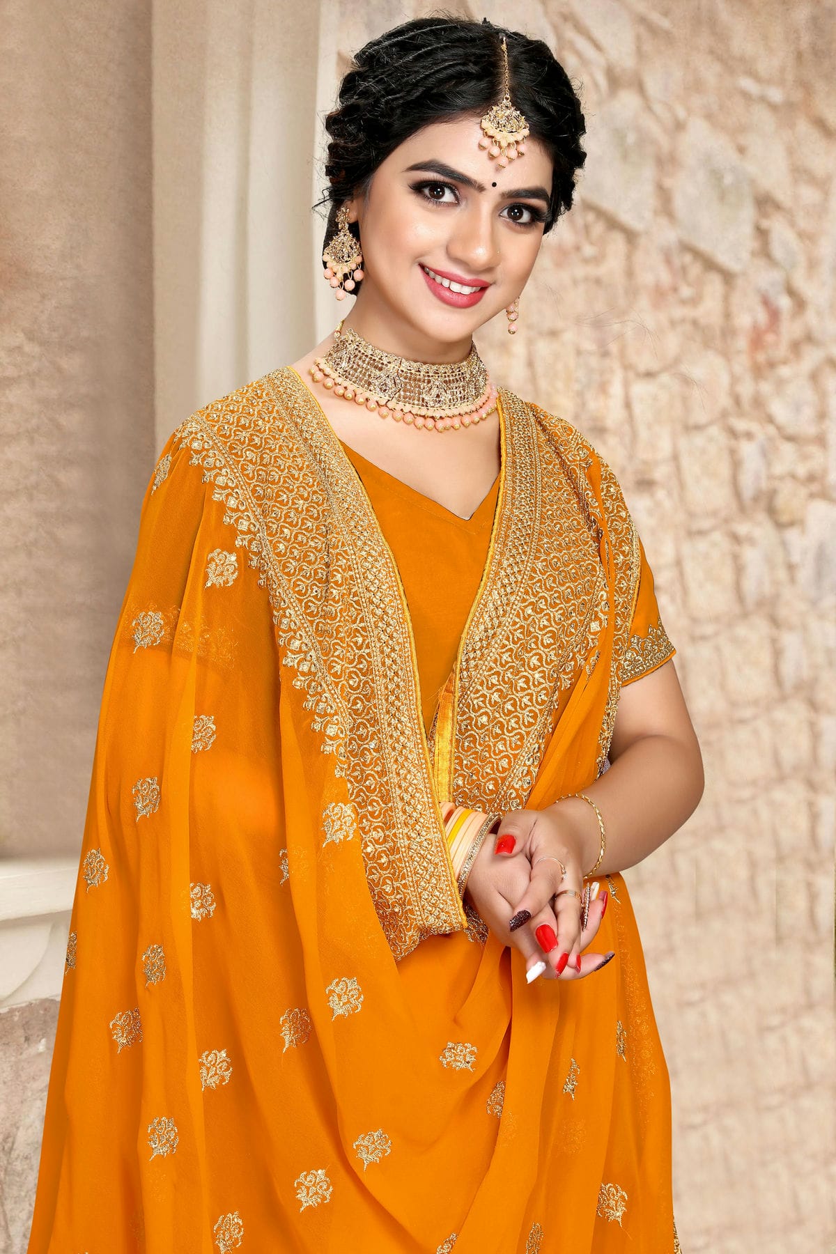 Mustard Colour Georgette Saree