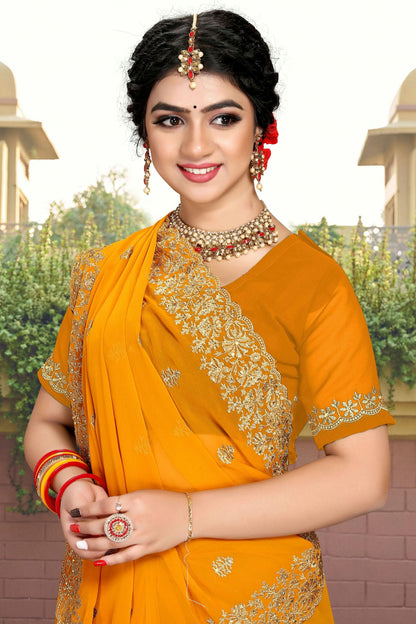 Mustard Colour Georgette Saree