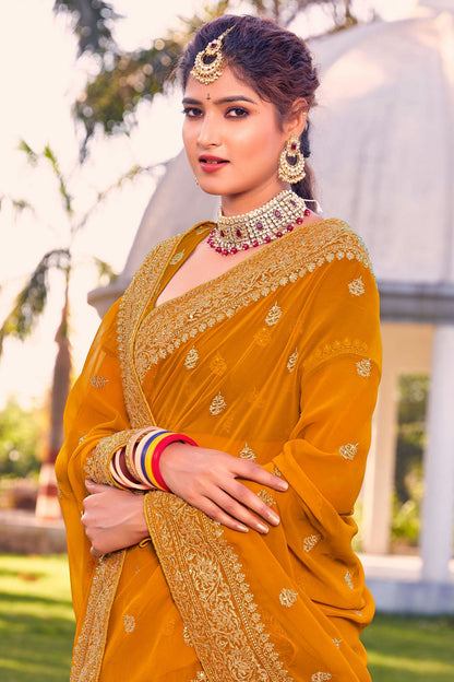 Mustard Colour Georgette Saree