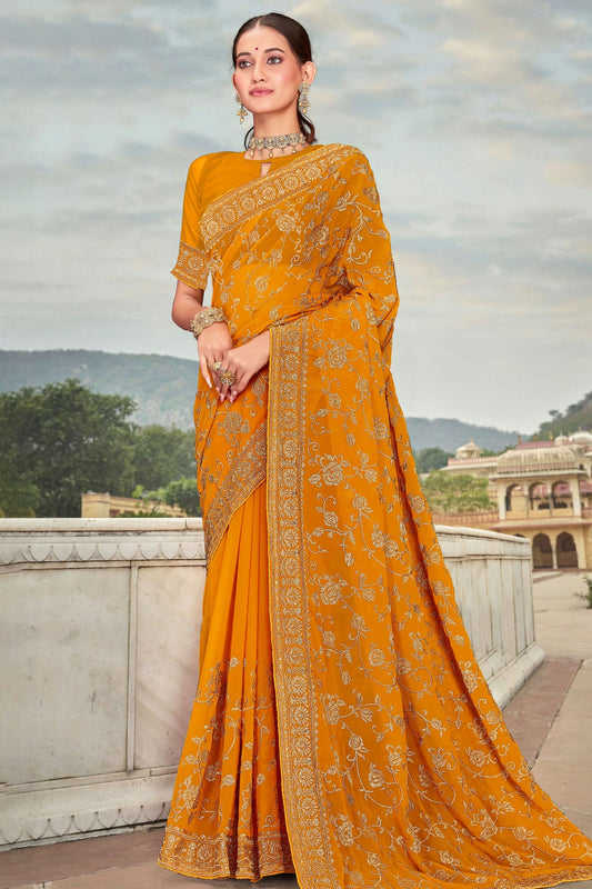 Mustard Colour Georgette Saree