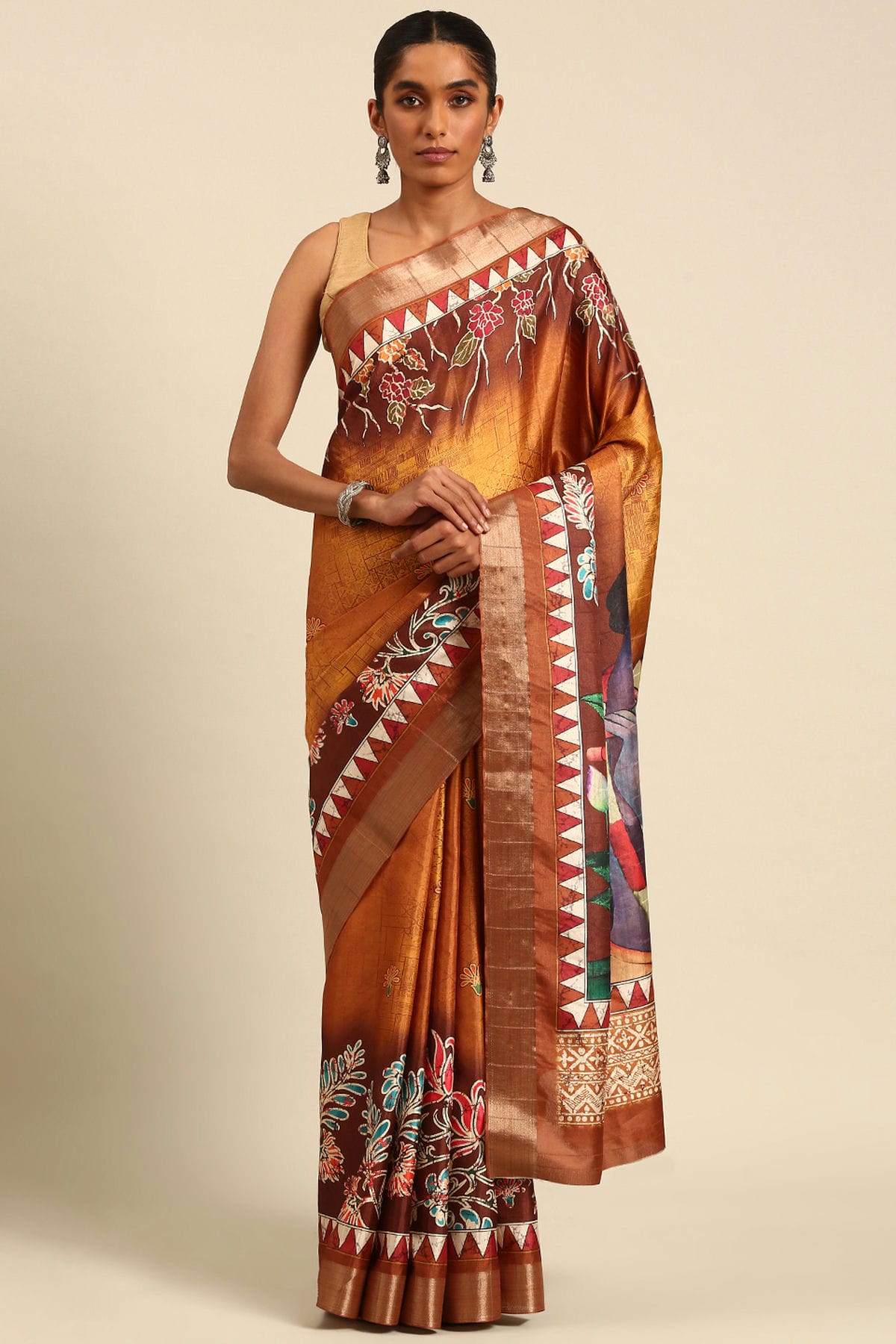 Mustrad Colour Cotton Printed Saree