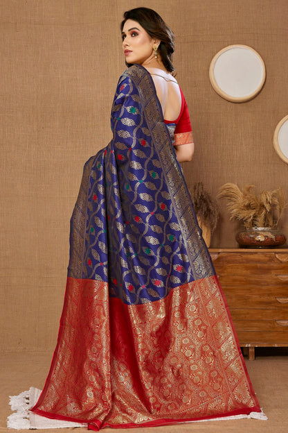 Navy Blue Colour Banarasi Silk Saree