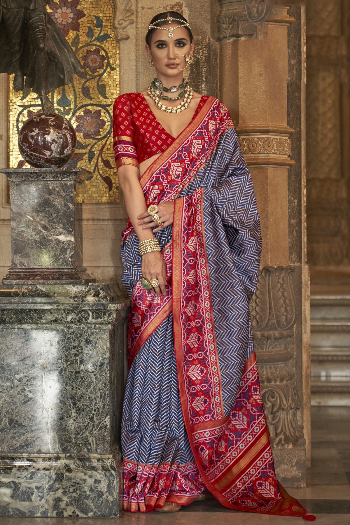 Navy Blue Colour Banarasi Silk Saree