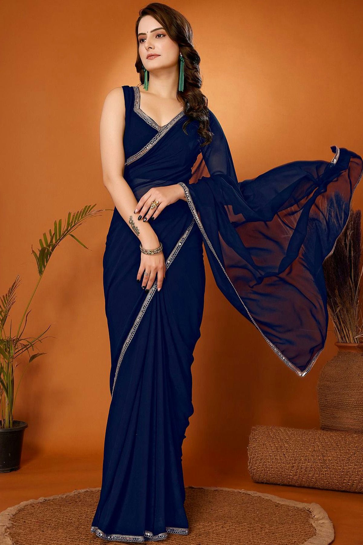 Navy-Blue-Colour-Georgette-Mirror-Work-Saree-VSSD1180221