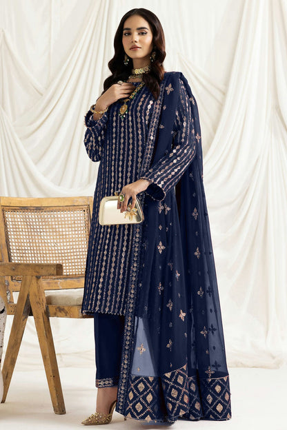 Navy Blue Colour Georgette Semi Stitched Pakistani Suit