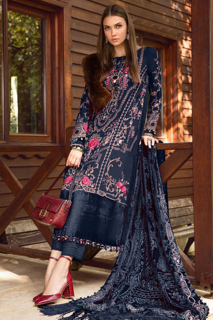 Navy Blue Colour Rayon Semi Stitched Pakistani Suit