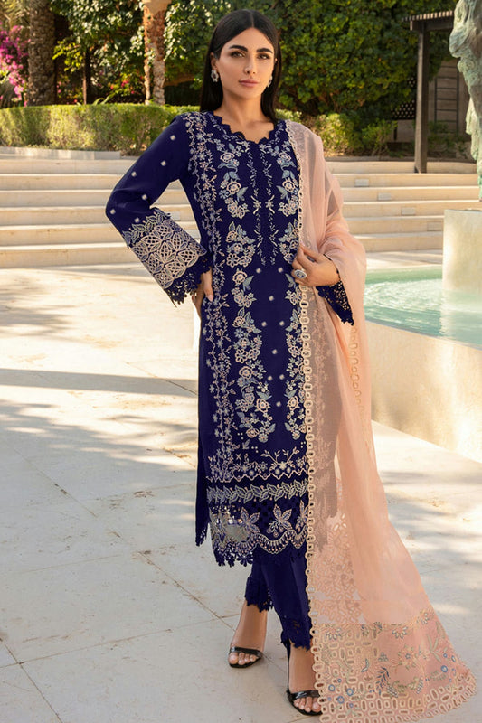 Navy Blue Colour Rayon Semi Stitched Pakistani Suit