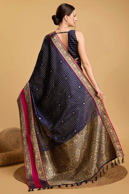 Navy Blue Colour Silk Saree