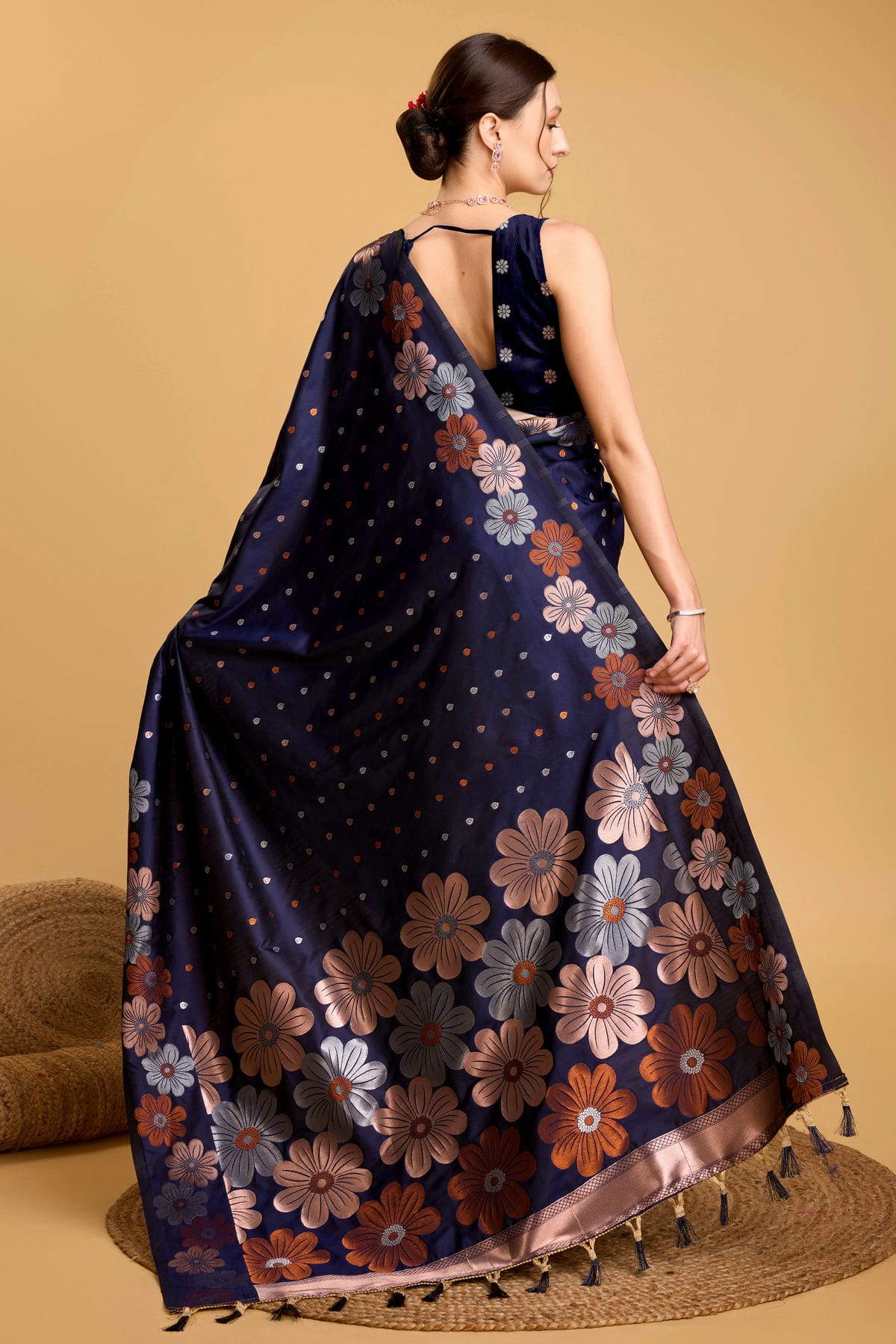 Navy Blue Colour Silk Saree