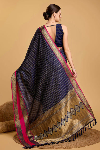 Navy Blue Colour Silk Saree