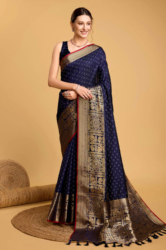 Navy Blue Colour Soft Silk Saree