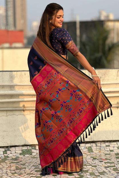 Navy Blue Colour Soft Silk Traditional Saree