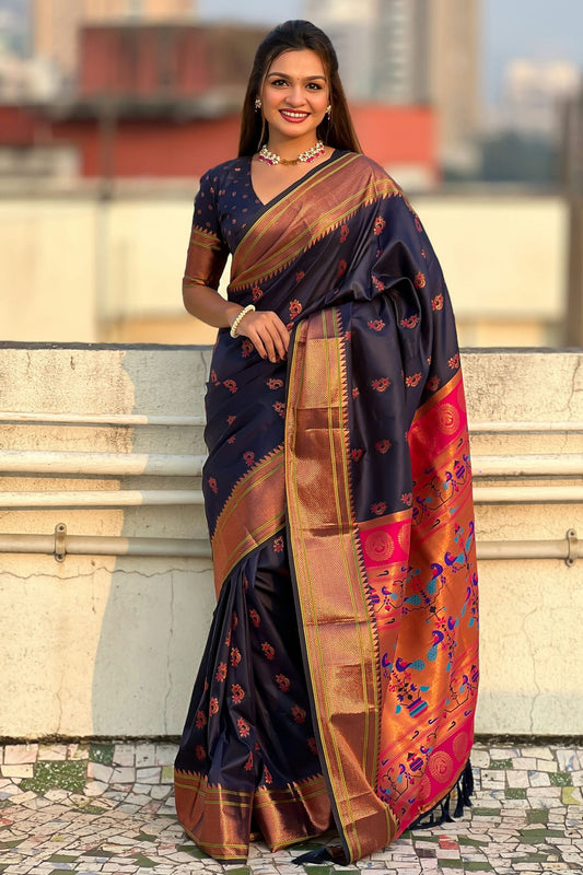 Navy Blue Colour Soft Silk Traditional Saree