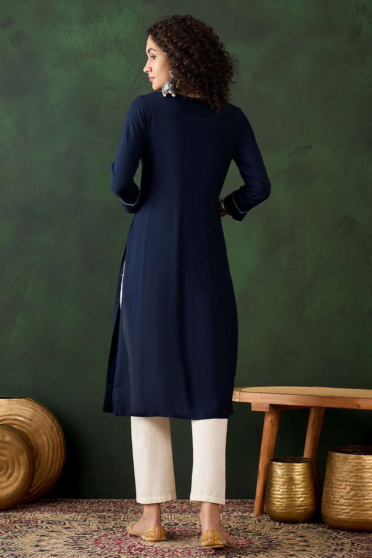 Navy Blue Colour Viscose Rayon Kurti VSKR1111269