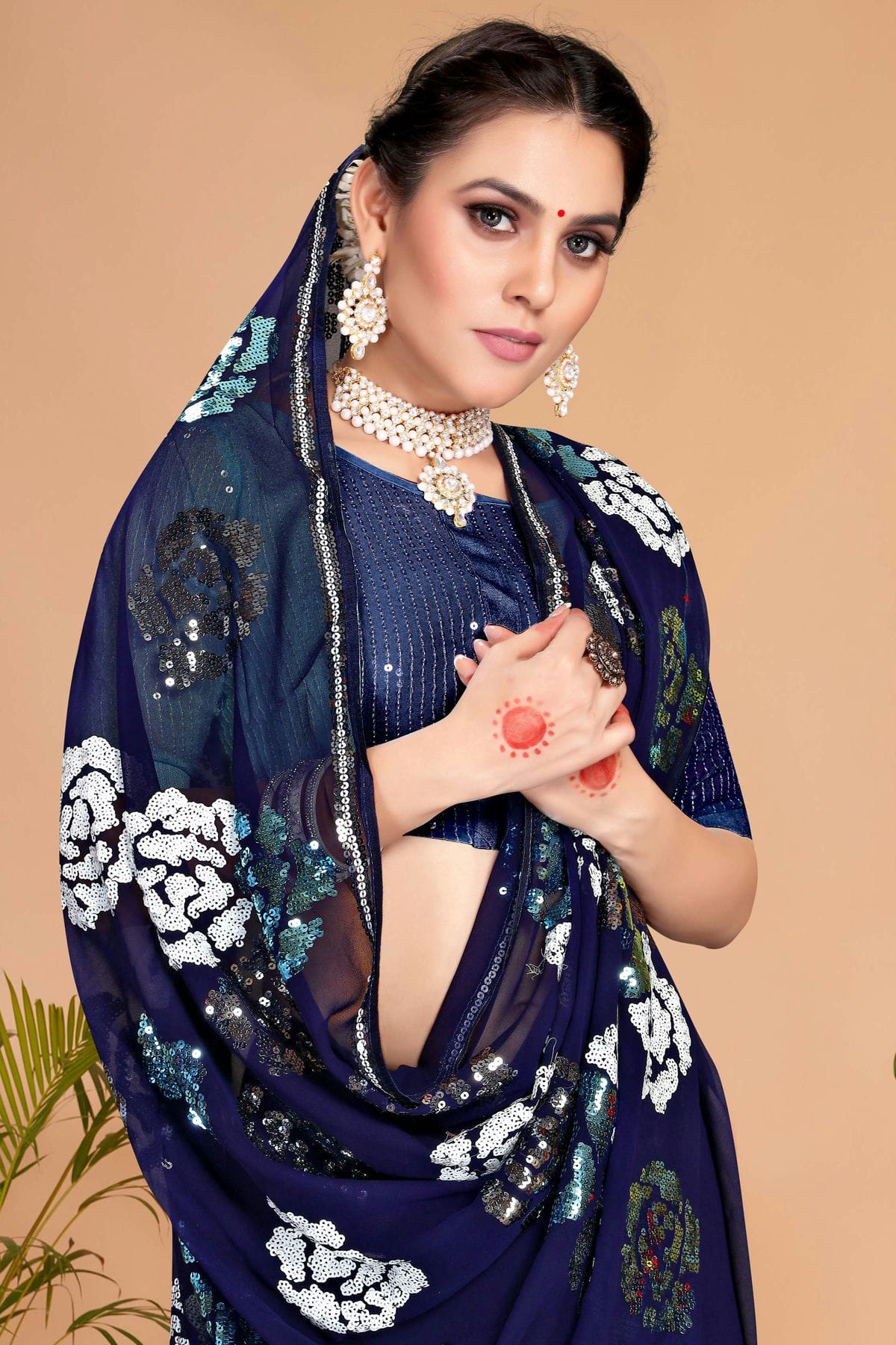 Navy Blue Colour Georgette Saree