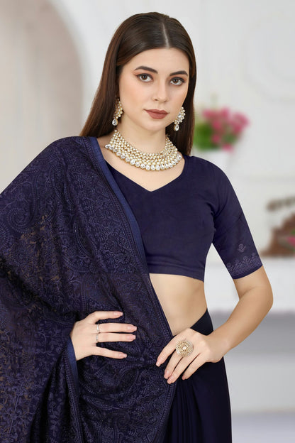 Navy Blue Colour Georgette Saree